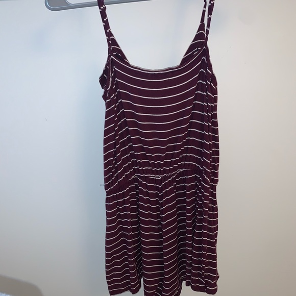 American Eagle Maroon Striped Romper - Picture 3 of 5